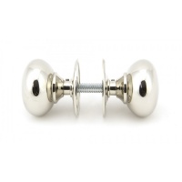 Polished Nickel Large Mushroom Mortice/Rim Knob Set